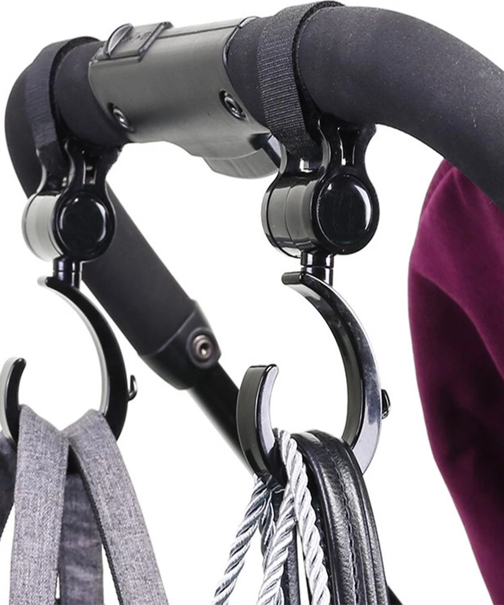 Kinderwagen Tassenhaak 2 Stuks - Boodschappenhaken - Tassenhanger - Babywagen Tassenhaak - Strollerhook - Buggy Haak - Bags Holder - Tassenclips - Rugzak Hanger - Verplaatsbare Hanger - Rolstoelhaak - Auto Hoofdsteun Haak - Afbeelding 2
