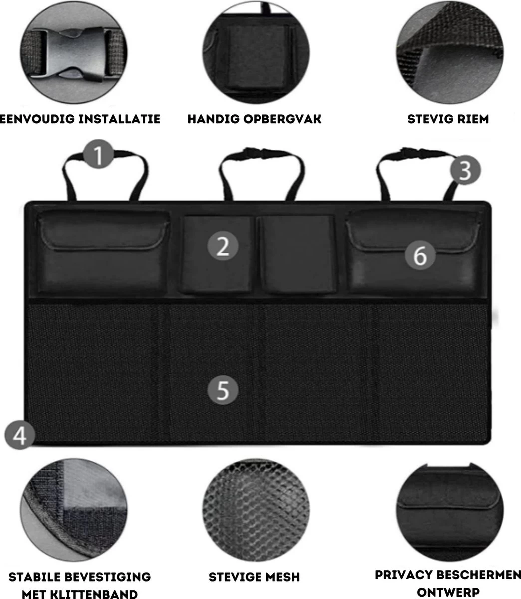 W&Z® Auto Organizer - Autostoel Organizer - Kofferbak Organizer - Zwart - Afbeelding 2