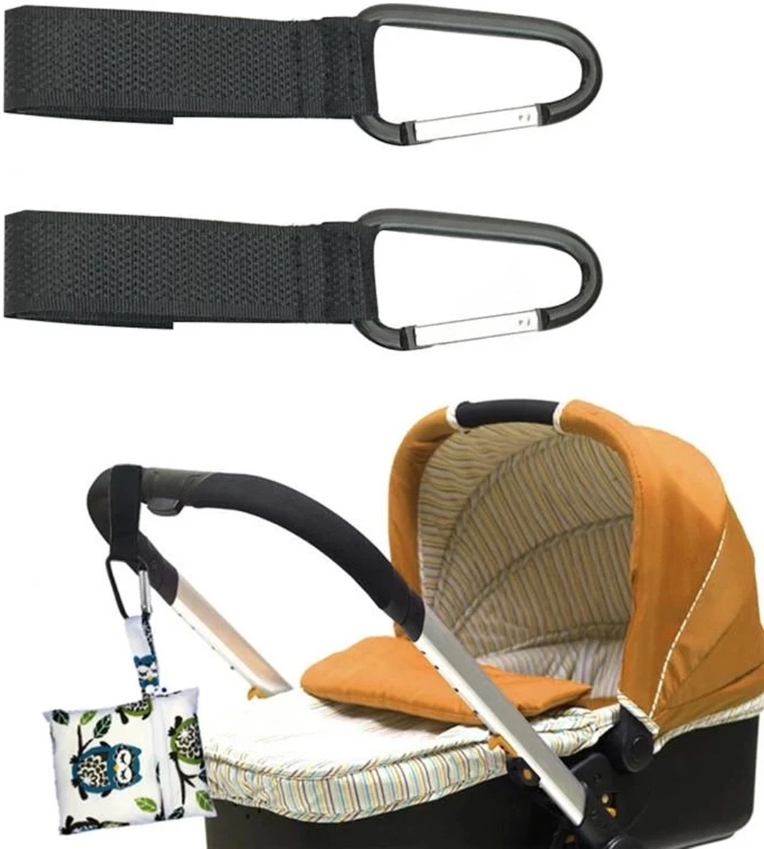 Kinderwagen Haakjes - Buggy Tassen Haakjes - 2 Stuks - Babywagen - Tassen Dragers - Rheme - Afbeelding 4