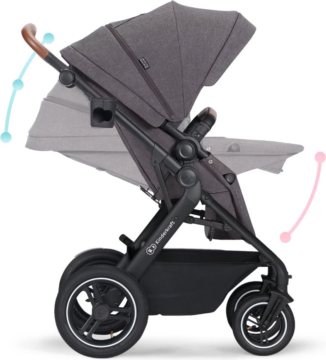 Kinderkraft B-Tour Ash Grey 3-in-1 Combi Kinderwagen Incl. Autostoel KSBTOU00DGR3000 - Afbeelding 14