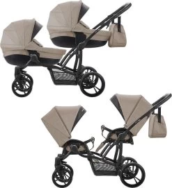 Bebetto 42 Duowagen - Tweeling Kinderwagen - Duo Buggy 2 In 1 (2 Wiegen + 2 Zitjes)