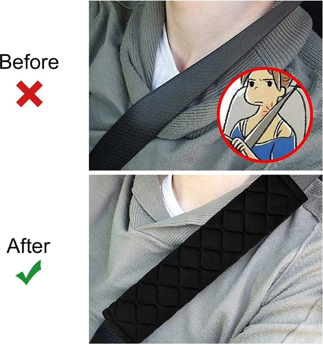 BOTC Gordelhoezen - Schouderhoezen - Gordelkussen - Auto Gordel Beschermer - 2 Stuks Gordelbeschermer - Universele Autogordel Cover - Afbeelding 5