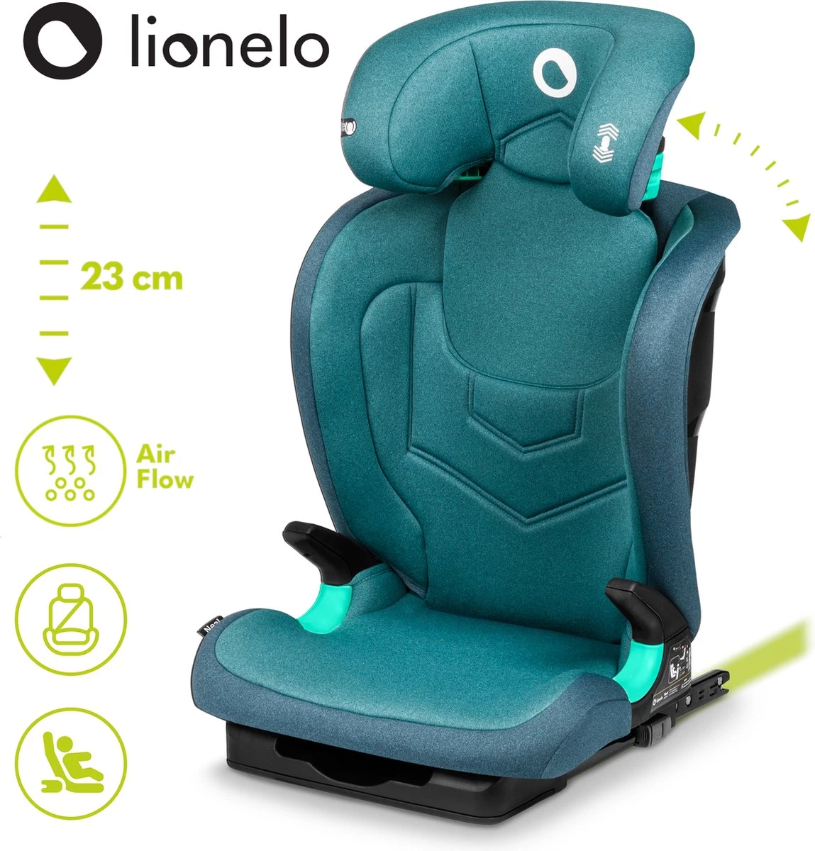 Lionelo Neal - Premium Autostoel - Hoofdsteunverstelling - Ventilatiesysteem - ISOFIX Tot 12 Jaar