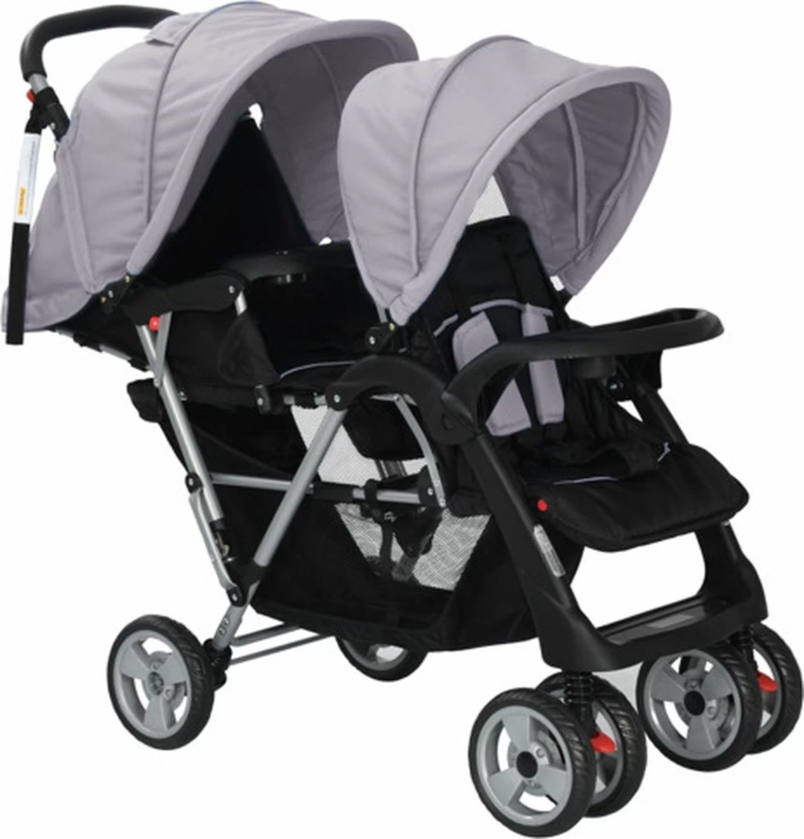 VidaXL Kinderwagen Dubbel Staal Grijs En Zwart - Afbeelding 10