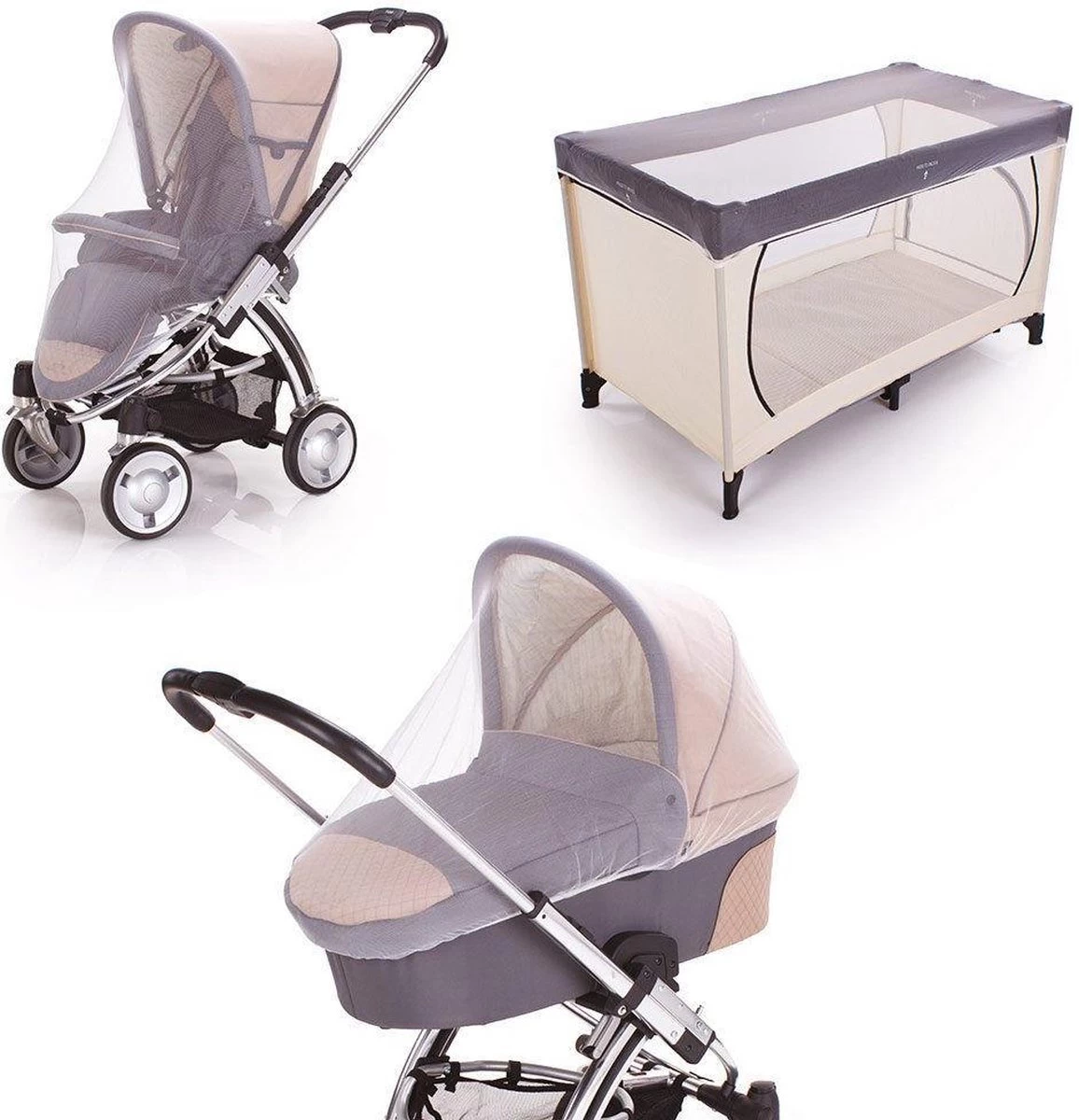 Universele Klamboe – Muggen- & Insectengaas Babybed – Muskieten En Muggennet – Voor Ledikant Kinderwagen Campingbedje – Wit - Afbeelding 7