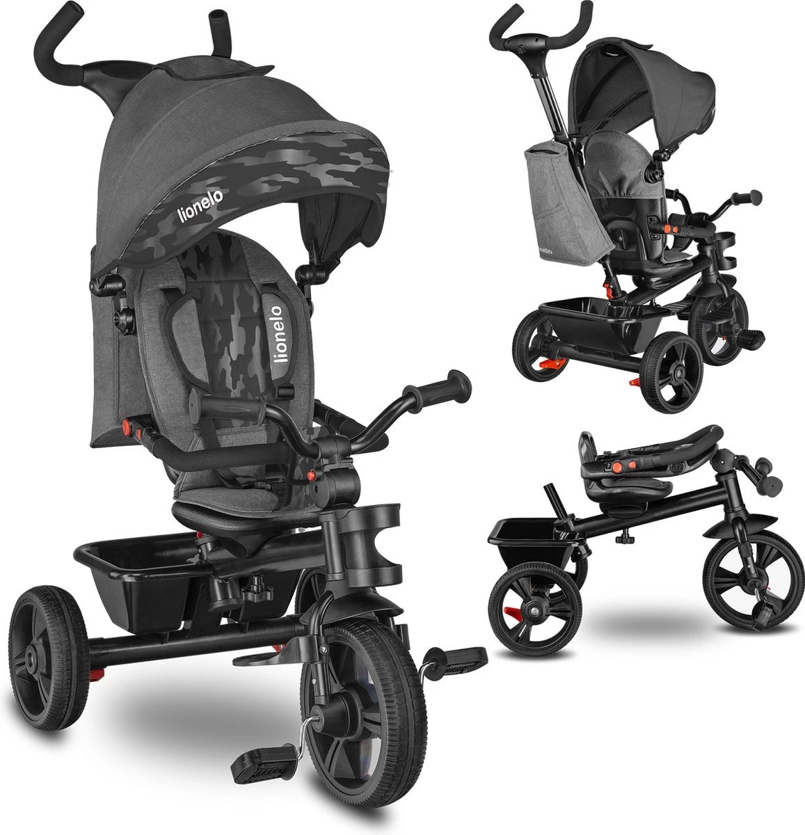 Merkloos Kinderwagen - 3 In 1 Kinderwagen - Duwfiets - Driewieler - Tot 25 Kg - Tot 36+ Maanden - Met Duwstang - Kinder Wagen - Kinder Driewieler - Buggy - Duwfiets