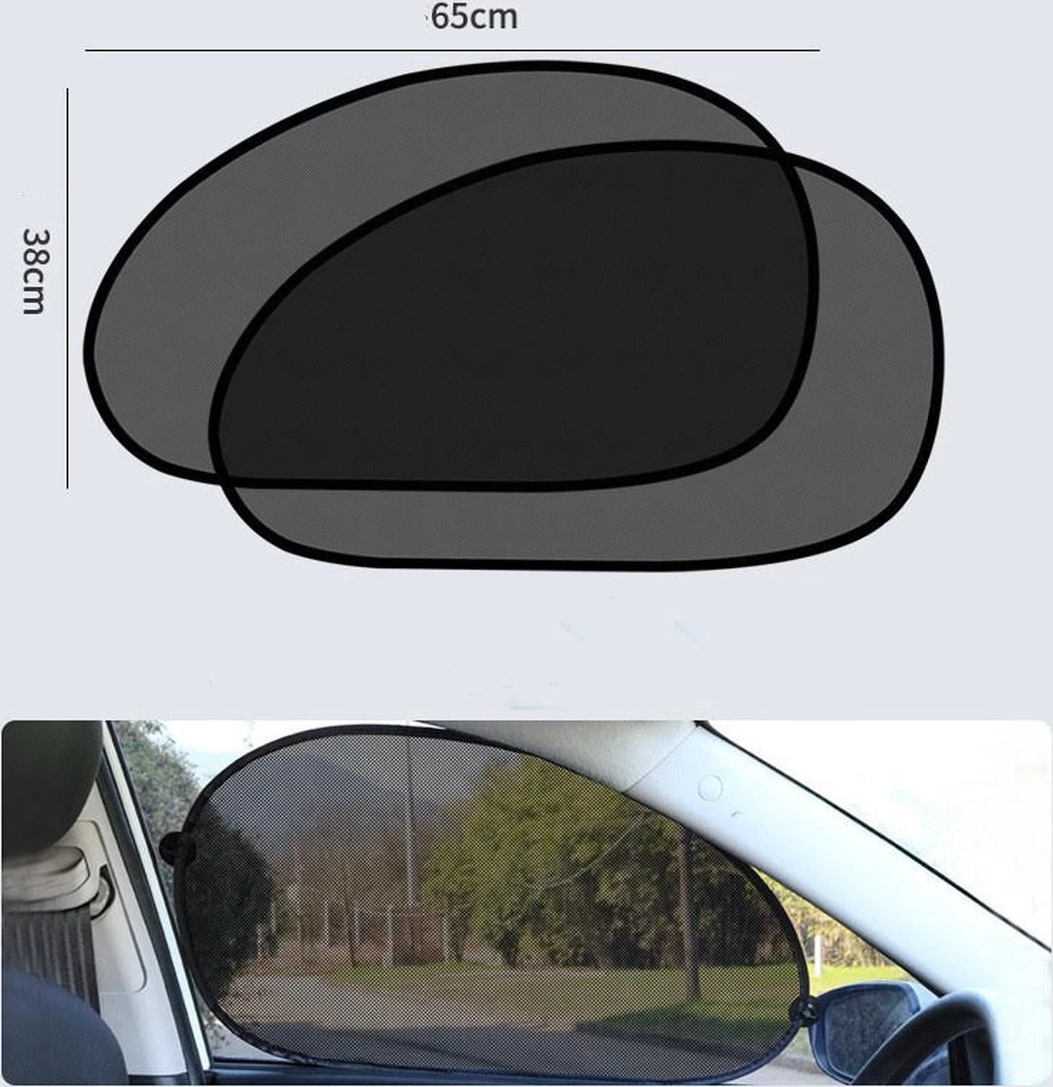 Zonnescherm Auto Baby - Zonwering Auto Met Zuignappen - Zonnescherm Auto Zwart - Auto Accessoires - Auto Accessories - 65x38 Centimeter - 2 Stuks - Cadeautje - Afbeelding 4