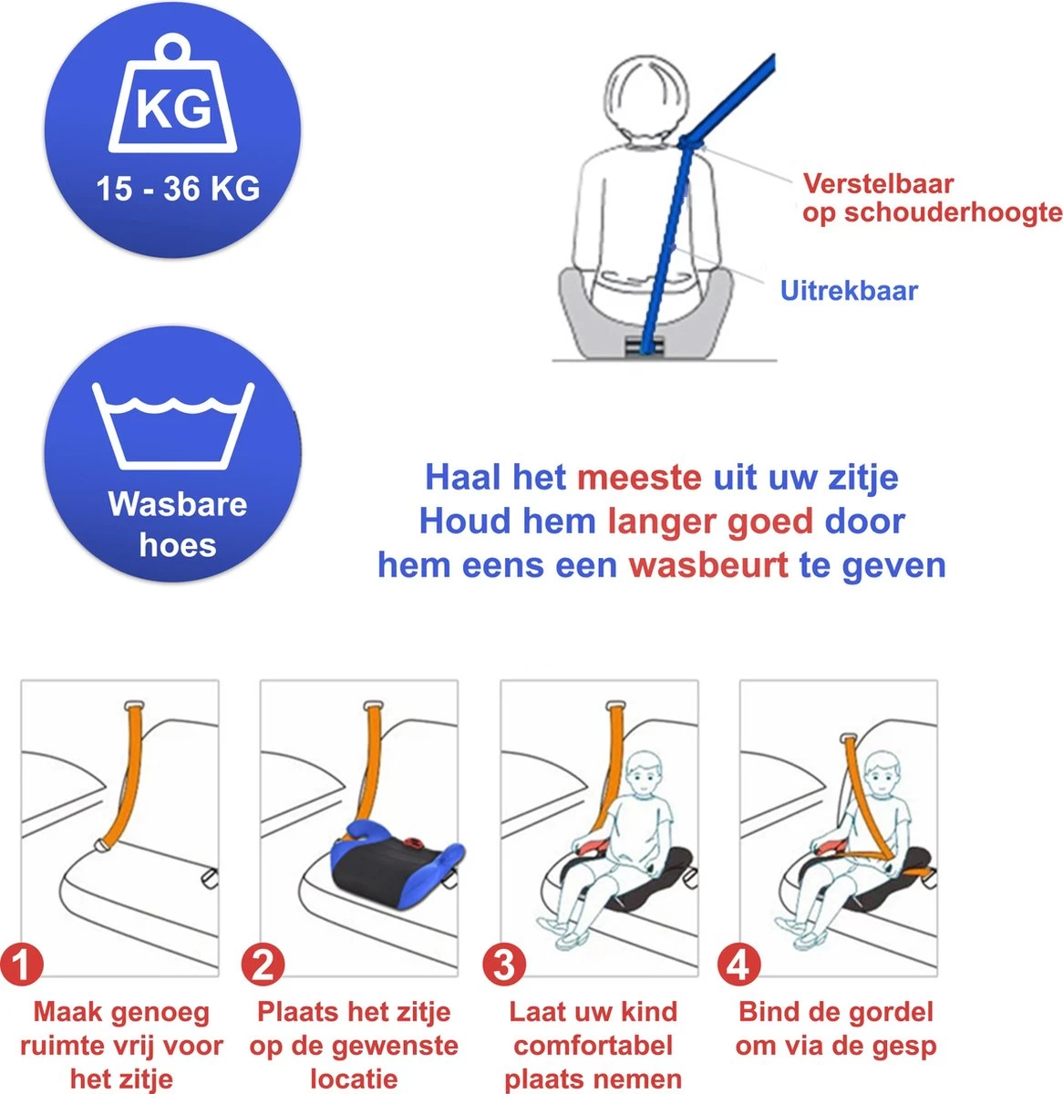 YourGoods Zitverhoger Auto - Stoelverhoger - Wasbare Hoes - Zwart - Afbeelding 5