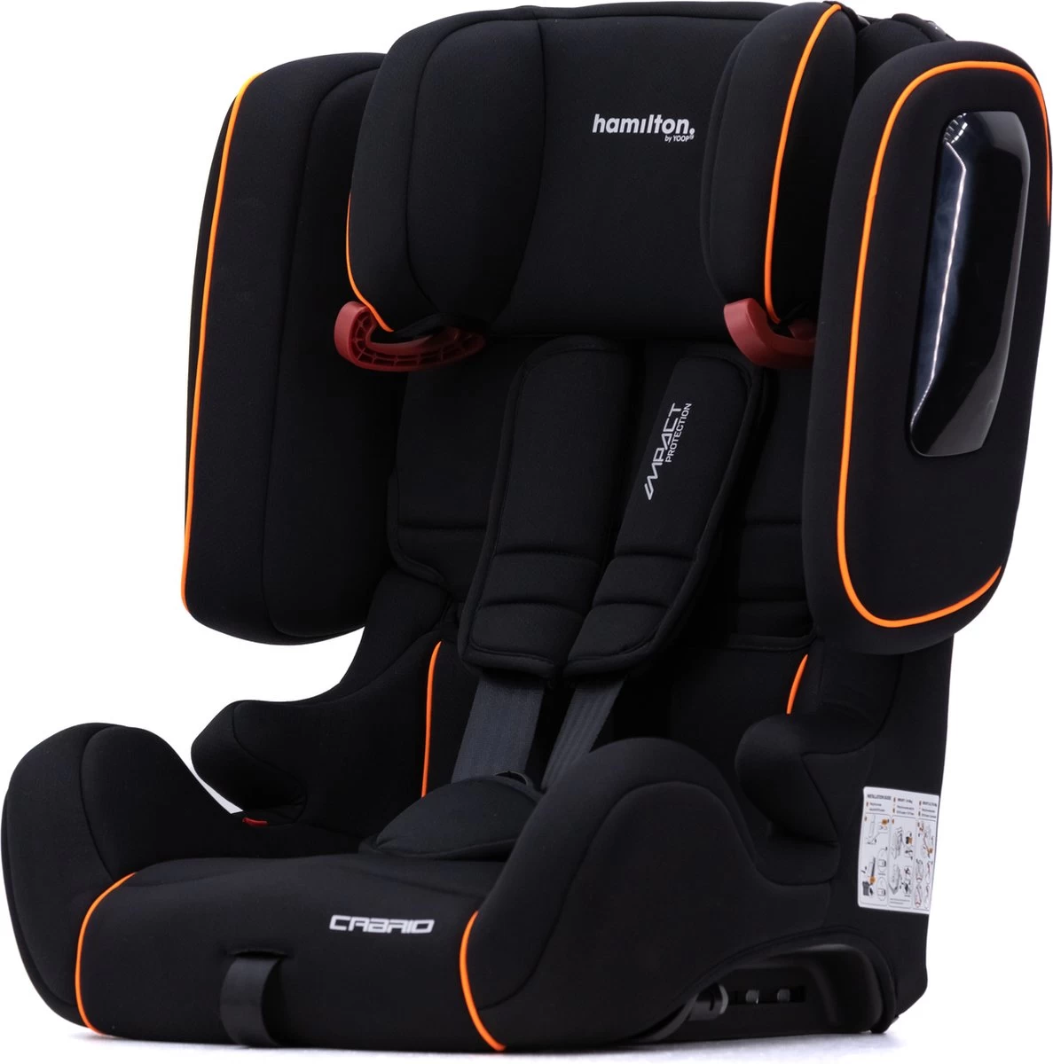 Hamilton By Yoop Cabrio Premium Opvouwbare Autostoel – Veilig, Comfortabel En Lichtgewicht Autozitje – Groep I, II, III Autostoeltje Voor 9 Maanden Tot 12 Jaar – Neon Oranje – ISOFIX Kliksysteem - 1e Opvouwbare Autostoel Ter Wereld - Afbeelding 8