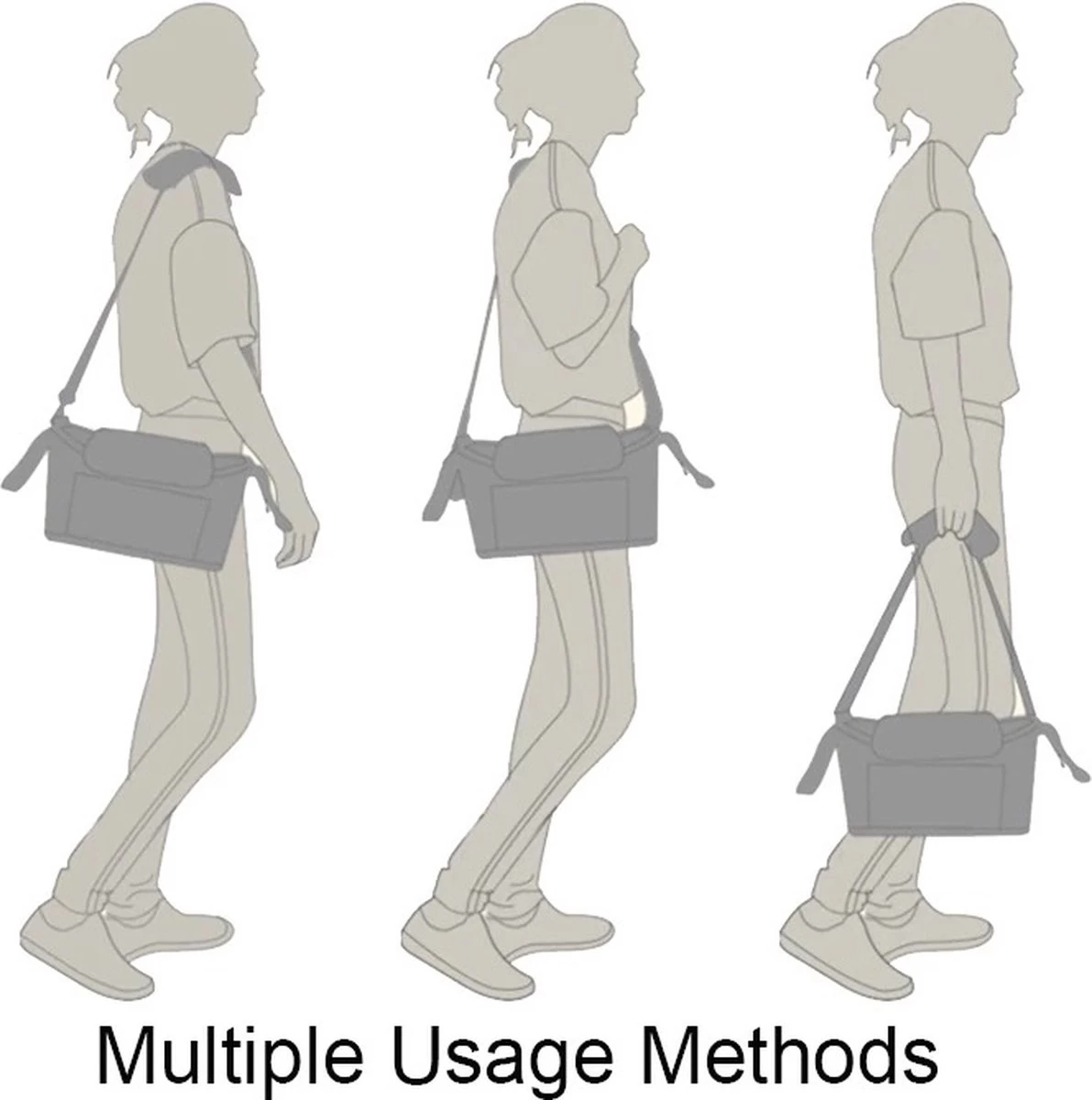 3 In 1 Kinderwagen Tas Universele Wandelwagen | Luiertas Draagtas Reistas Met Fles En Bekerhouder | - Zwart - Afbeelding 3