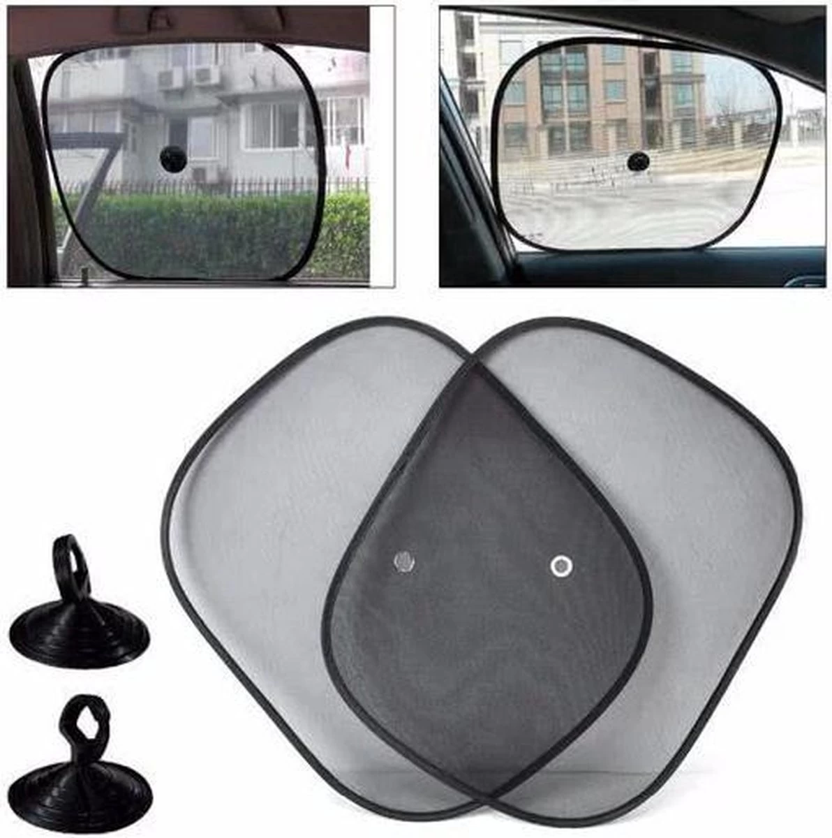 Merkloos Zonnescherm / Zonwering Auto - UV Protectie - 2 Stuks Autozonwering Voor Autoraam / Zijruit - Afbeelding 2