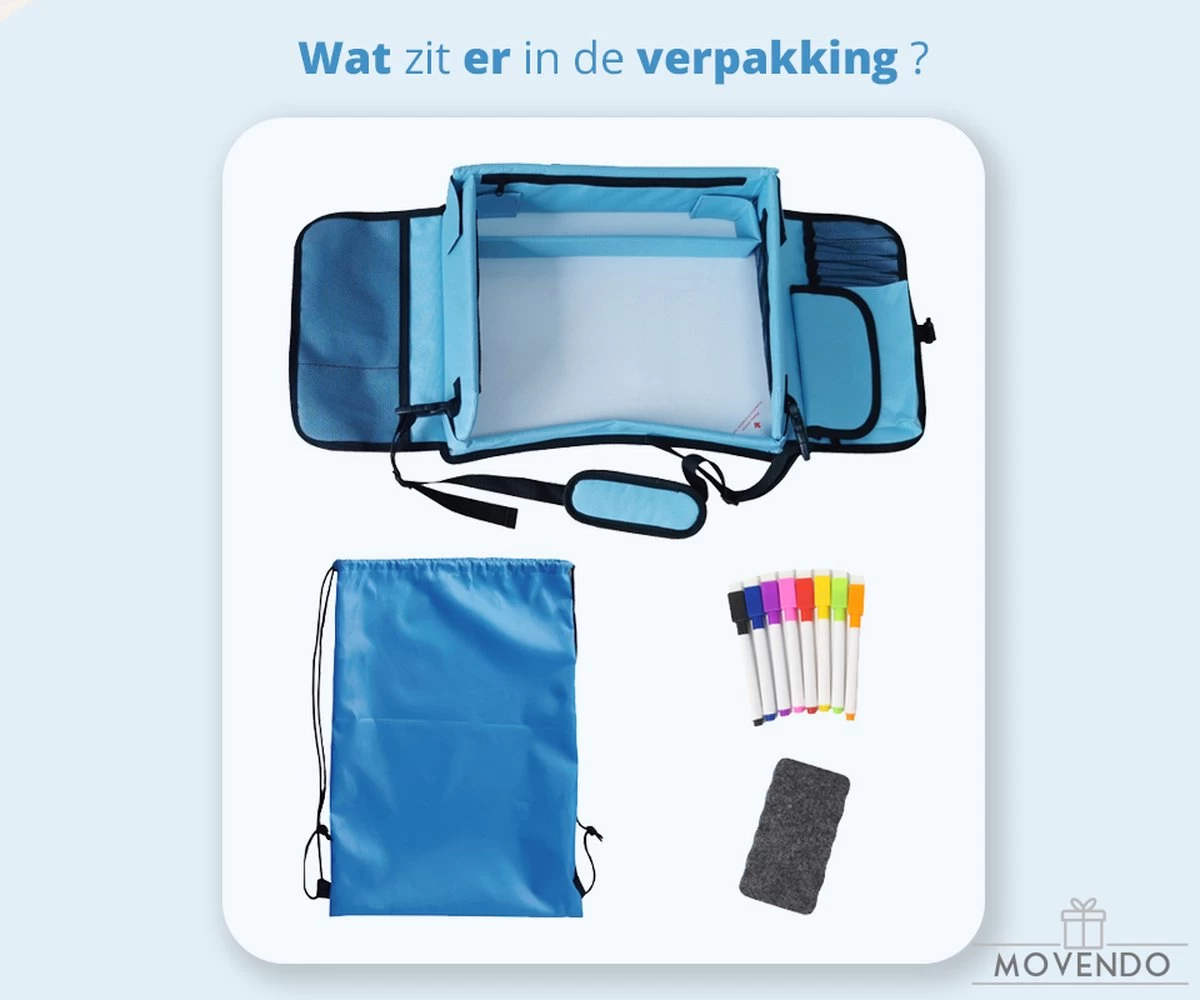 ‘’MOVENDO’’ Reistafel Voor Auto Kinderen – Autotafel – Speeltafel Auto – Travel Tray – Tekentafel – Opvouwbaar Met Tablethouder - Blauw - Afbeelding 6