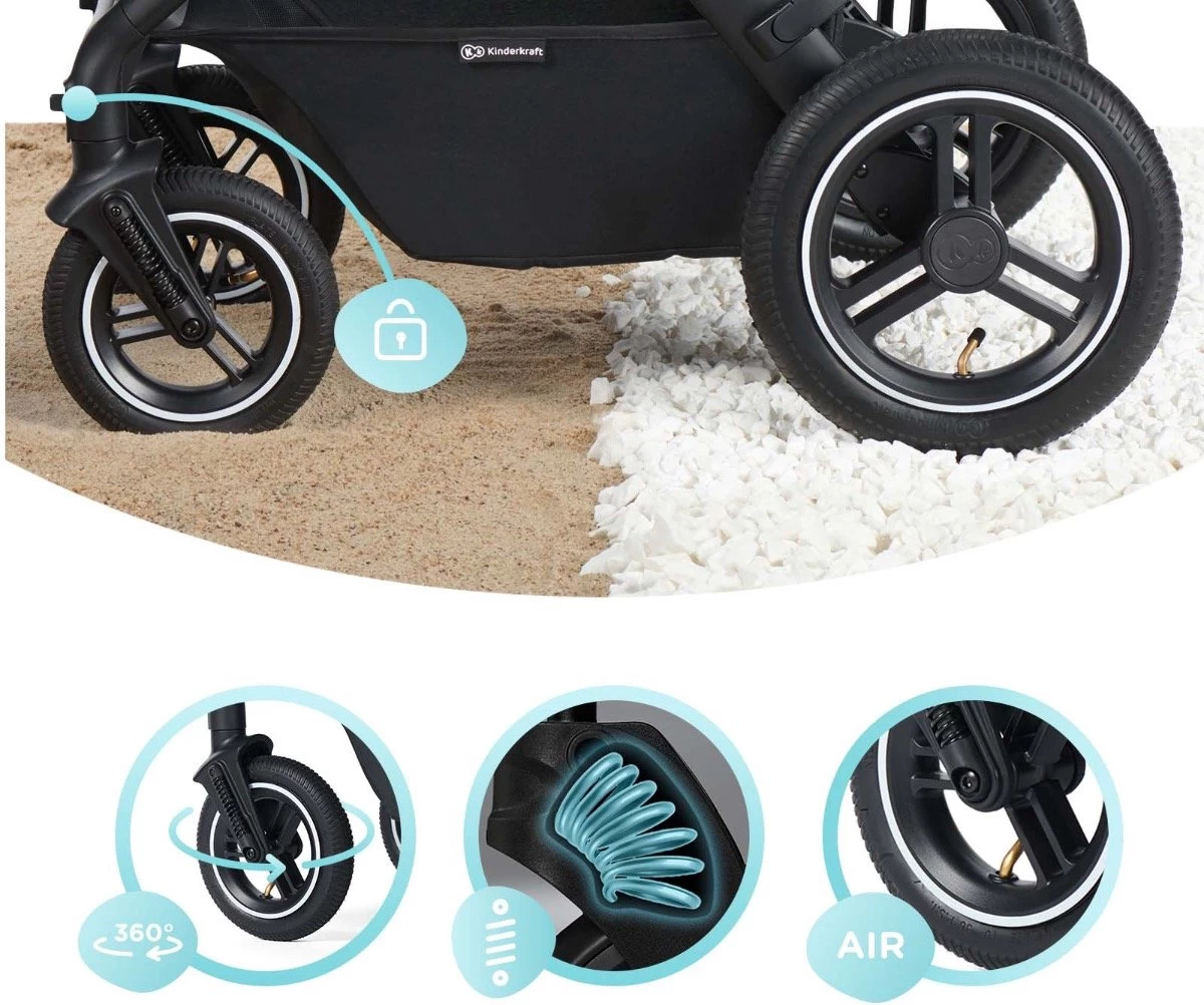 Kinderkraft B-Tour Ash Grey 3-in-1 Combi Kinderwagen Incl. Autostoel KSBTOU00DGR3000 - Afbeelding 12