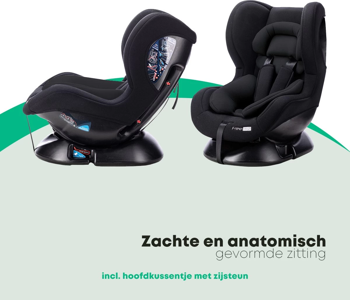 FreeON Autostoel Tipo Zwart (0-18kg) - Groep 0+1 Autostoel Voor Kinderen Van 0 Tot 4 Jaar - Afbeelding 2