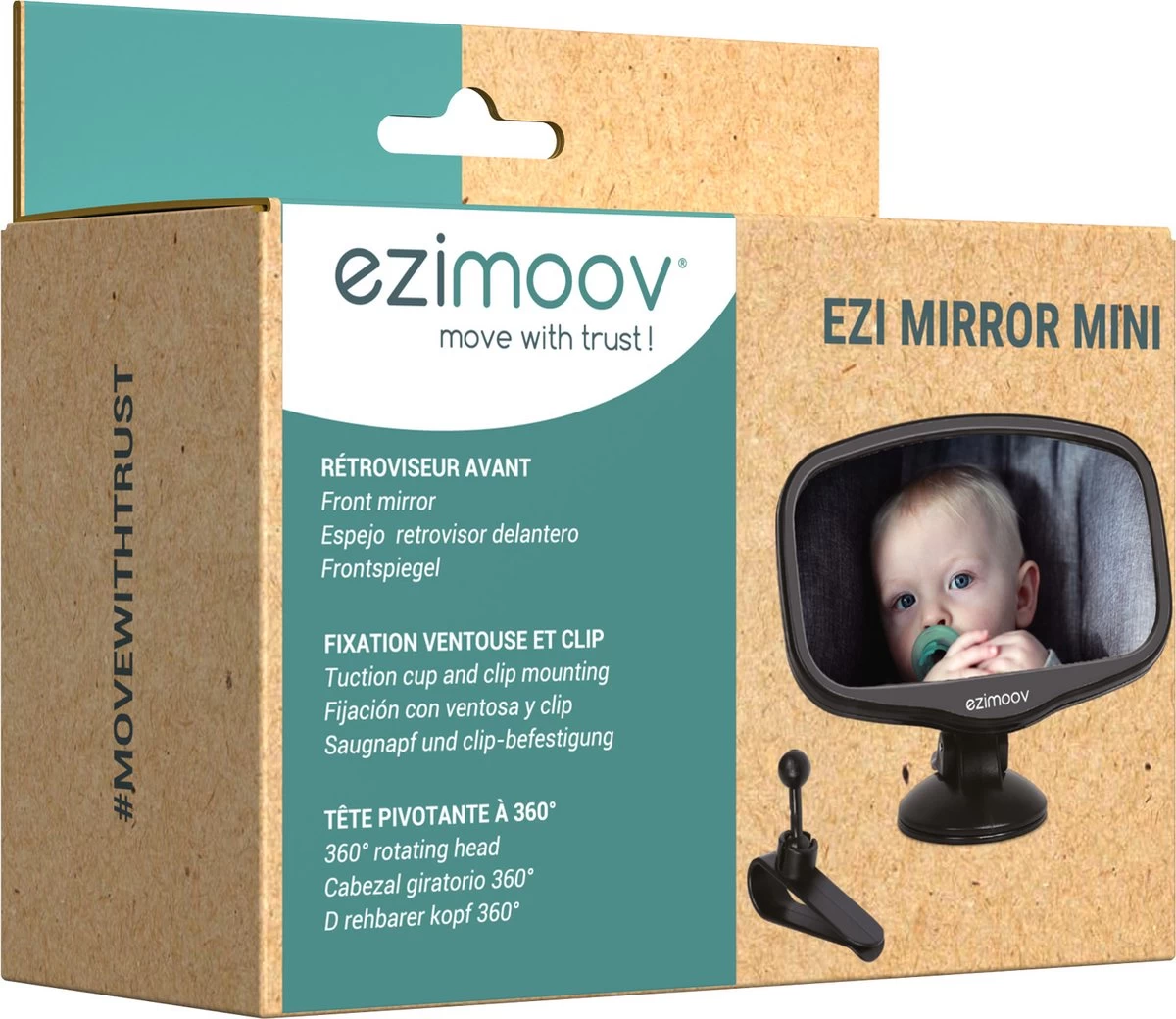 EZI MIRROR MINI - Auto Spiegel Baby - Met Klem En Zuignap - Klein Formaat - Bevestig Op Ruit Of Aan Zonneklep - Afbeelding 10