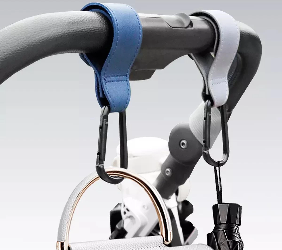 Merkloos Kinderwagen Tassenhaakjes - Haakjes Voor Tassen - Set Van 2 - Extra Stevig - Goedkoop - Buggy Haakjes - Zwart - Afbeelding 2