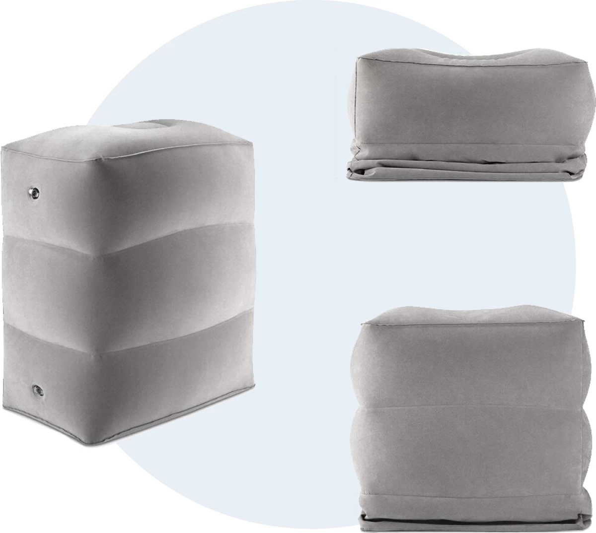 Merkloos Vliegtuigbedje - Opblaasbare Voetensteun - Reiskussen Vliegtuig - 3 Standen