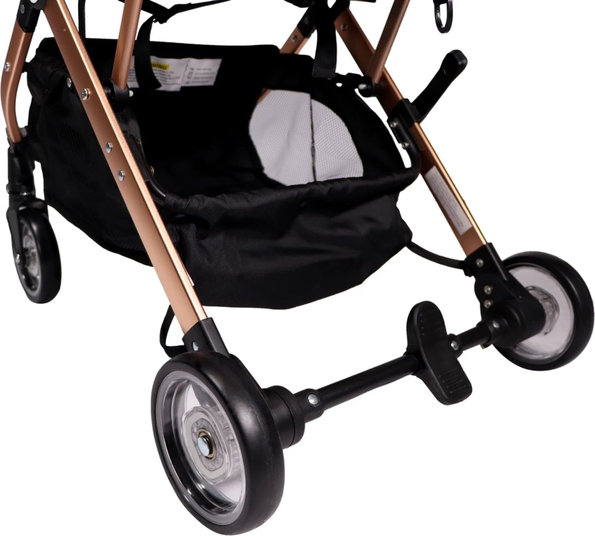 Ding Vivo Wandelwagen - Beige/Rose - Inklapbare Buggy - Inclusief Boodschappenmandje En Zonnekap - Afbeelding 7