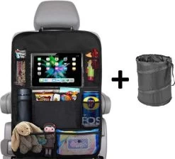 Merkloos Autostoel Organizer + Opvouwbare Mini Prullenbak Bundel - Musthave Voor Uw Autovakantie! - IPad/Tablet Houder - Opvouwbaar - Inklapbaar - Rugleuning - Auto Opbergsysteem - Kinderen - Waterafstotend - Prullenmand - Licht - Opberg - Universeel - Handig