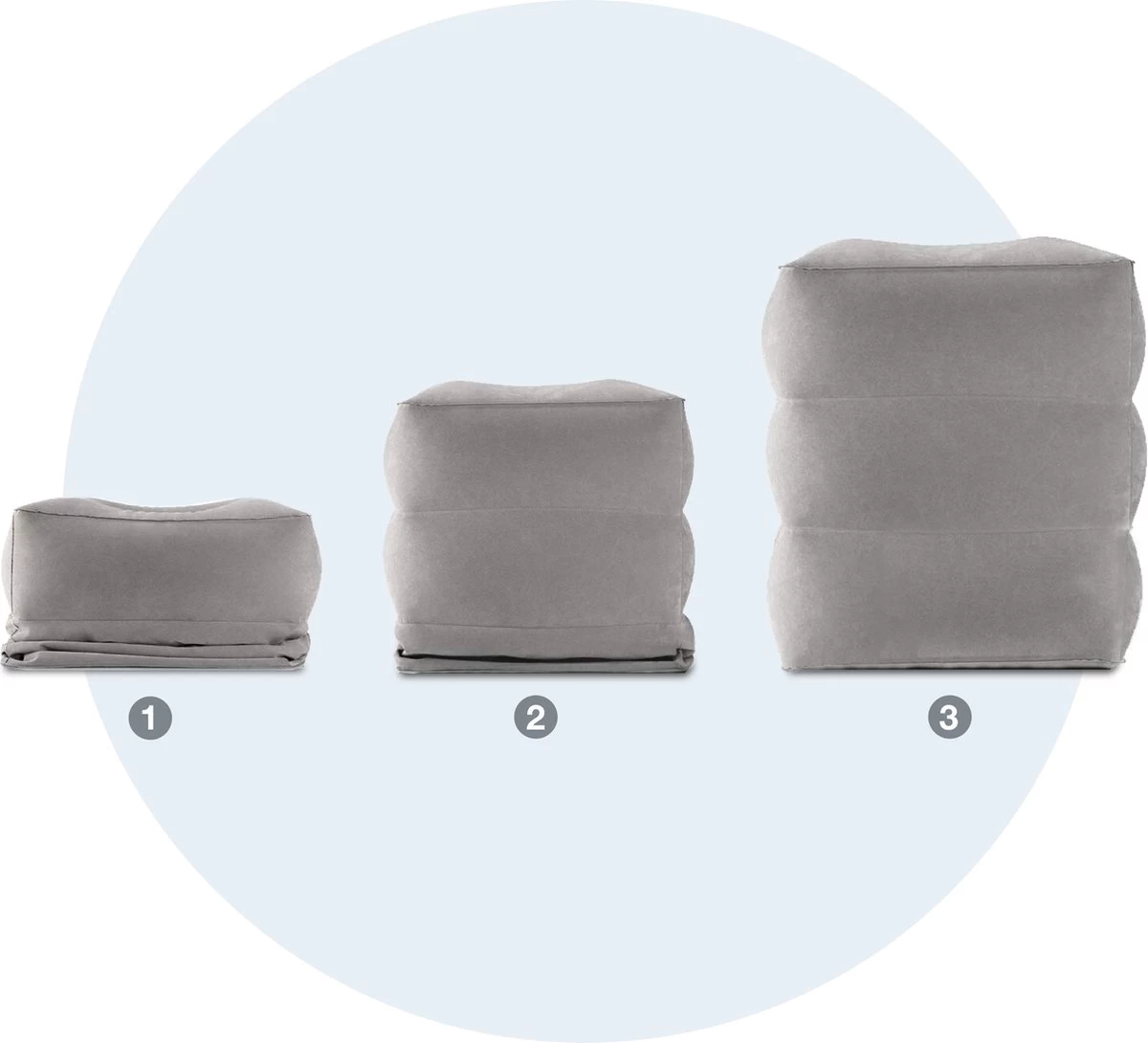 Merkloos Vliegtuigbedje - Opblaasbare Voetensteun - Reiskussen Vliegtuig - 3 Standen - Afbeelding 8