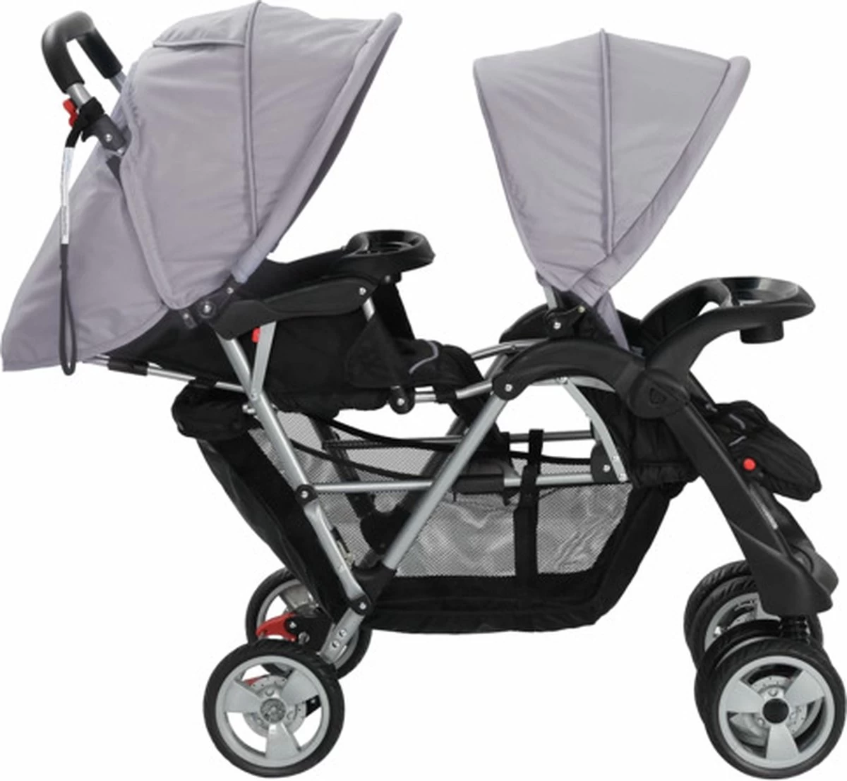 VidaXL Kinderwagen Dubbel Staal Grijs En Zwart - Afbeelding 2