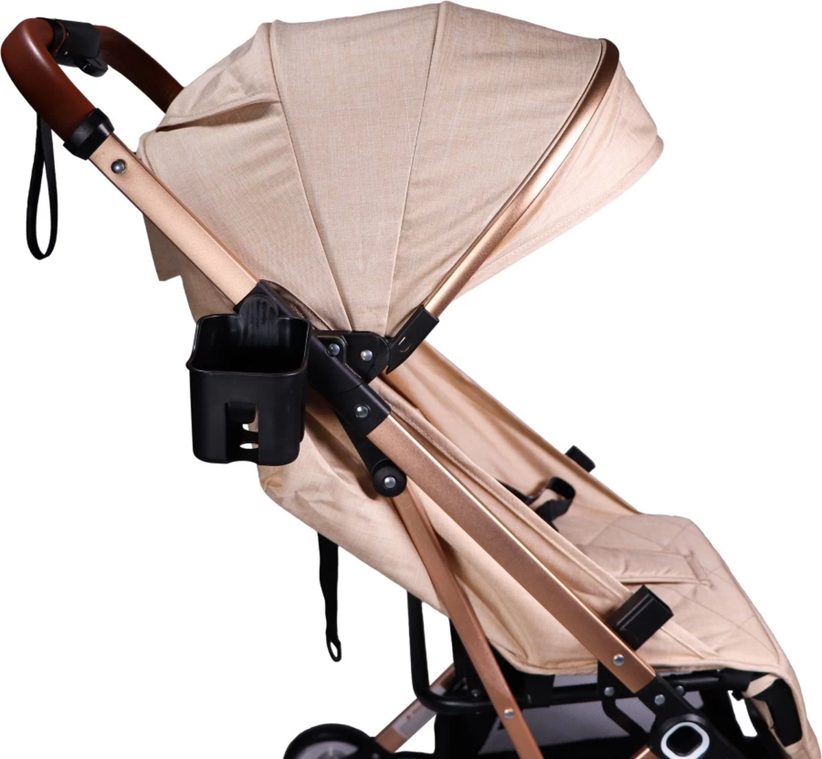 Ding Vivo Wandelwagen - Beige/Rose - Inklapbare Buggy - Inclusief Boodschappenmandje En Zonnekap - Afbeelding 2