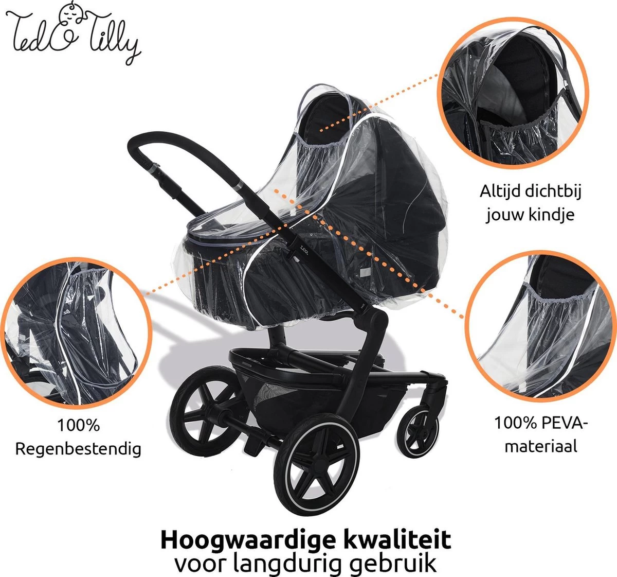 Universele Regenhoes Kinderwagen Met Kijkvenster – Buggy Hoes Universeel – Tegen Regen En Miezer Buggy – Doorzichtig - Afbeelding 4