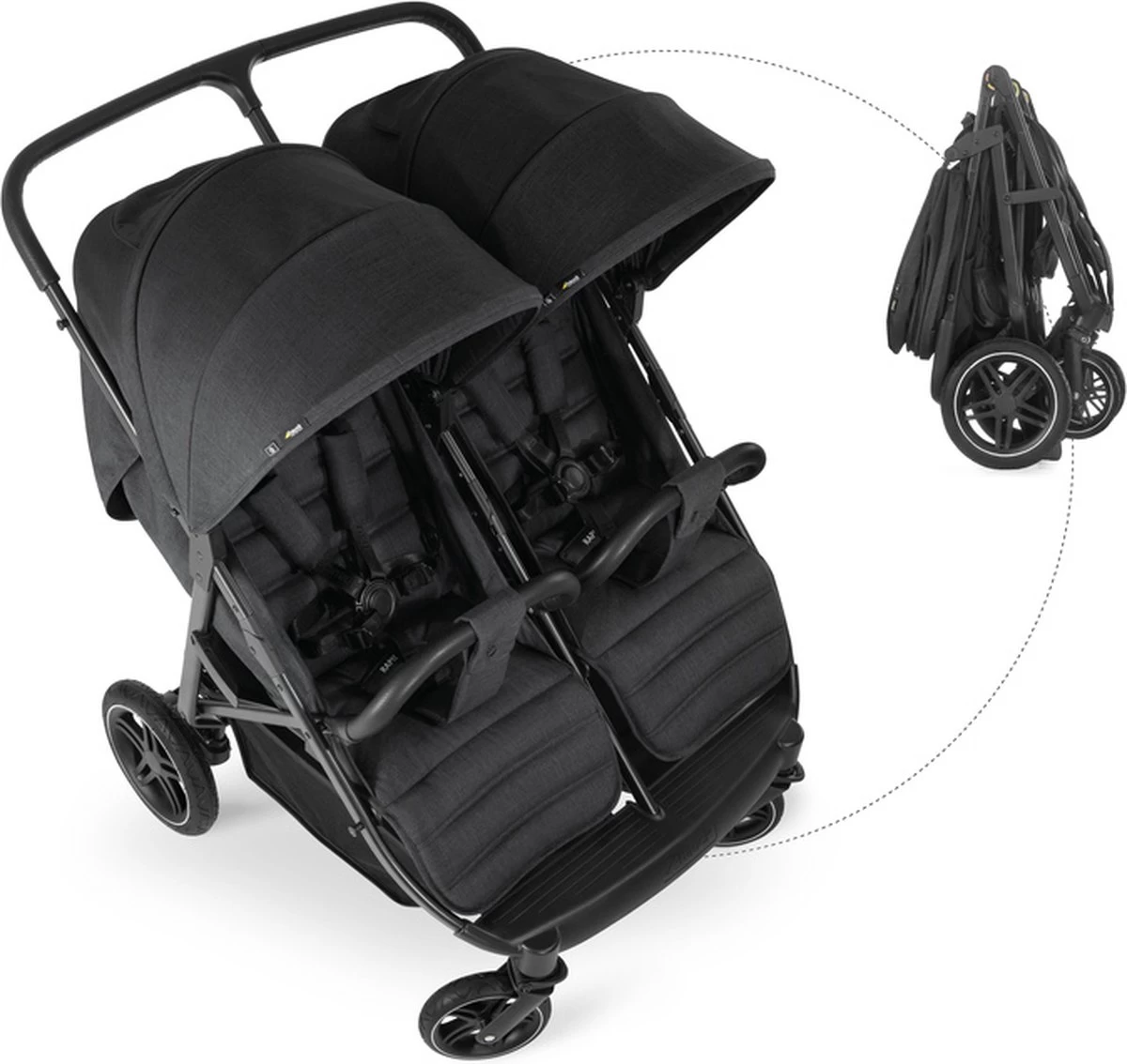 Hauck Uptown Duo Melange Broertje/zusje Kinderwagen Black - Afbeelding 7