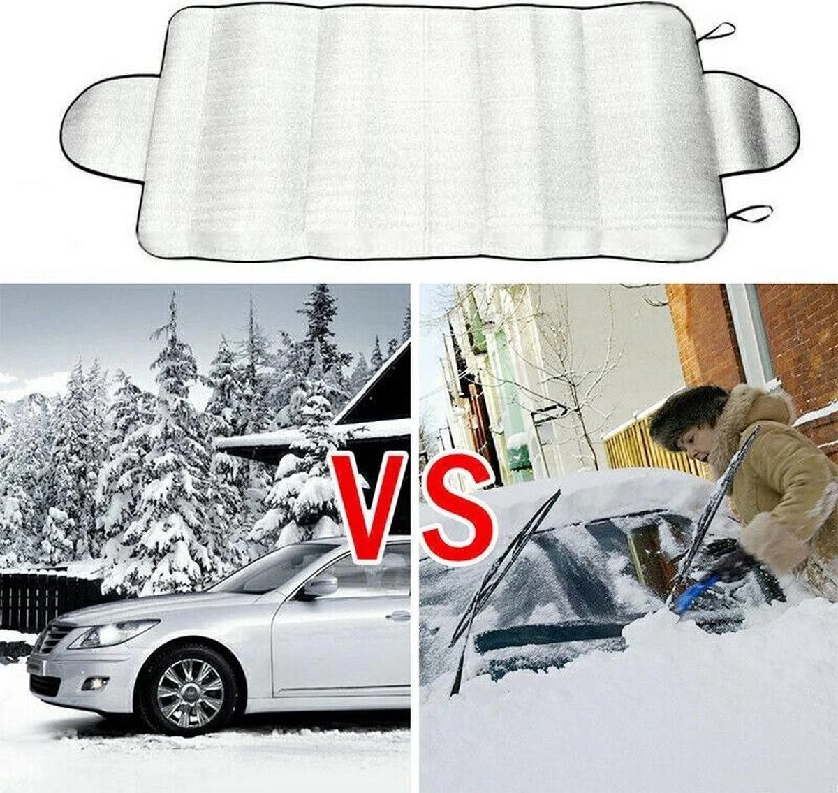 Universele Antivries Scherm Voorruit & Achterruit - Zonnewering / Zonwering Voorraam Beschermer - Autozonwering Autoraam - Aluminium - Universeel - Afbeelding 6