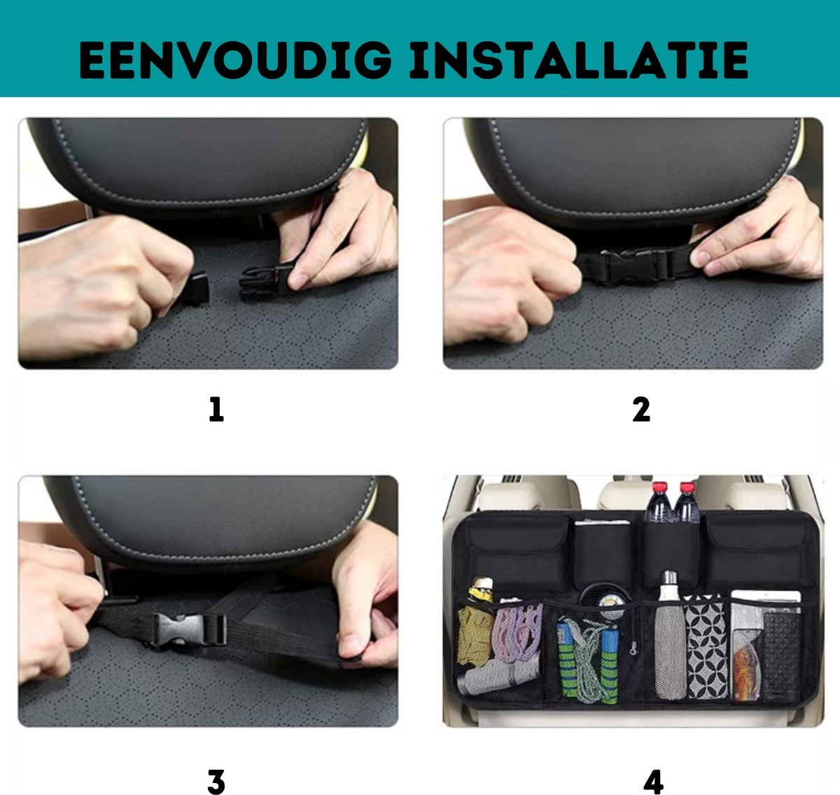 W&Z® Auto Organizer - Autostoel Organizer - Kofferbak Organizer - Zwart - Afbeelding 8