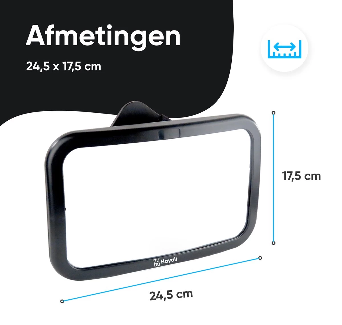 Autospiegel Baby 360° Verstelbaar Voor Hoofdsteun Autostoel -Achteruitkijkspiegel XL- Achterbankspiegel Kinderen -Baby Veiligheid Accessoires - Zwart - Afbeelding 3