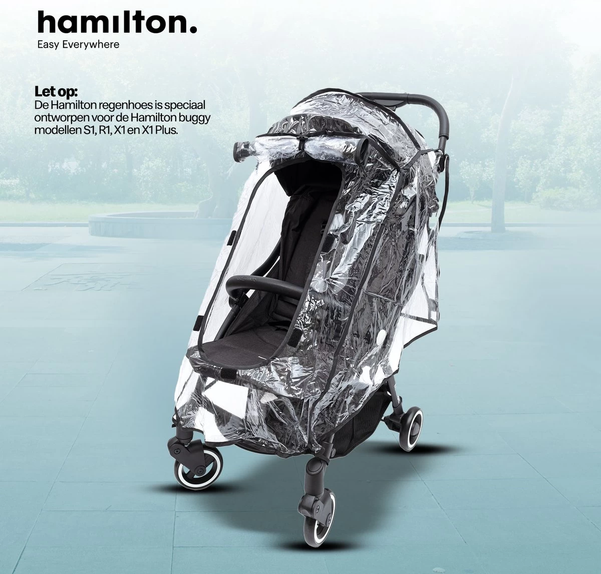 Hamilton By Yoop Buggy Regenhoes - Waterdicht Winddicht En Stofdicht Regenscherm Met Klittenbandsluiting - Transparant Weerschild Kinderwagen - Afbeelding 2