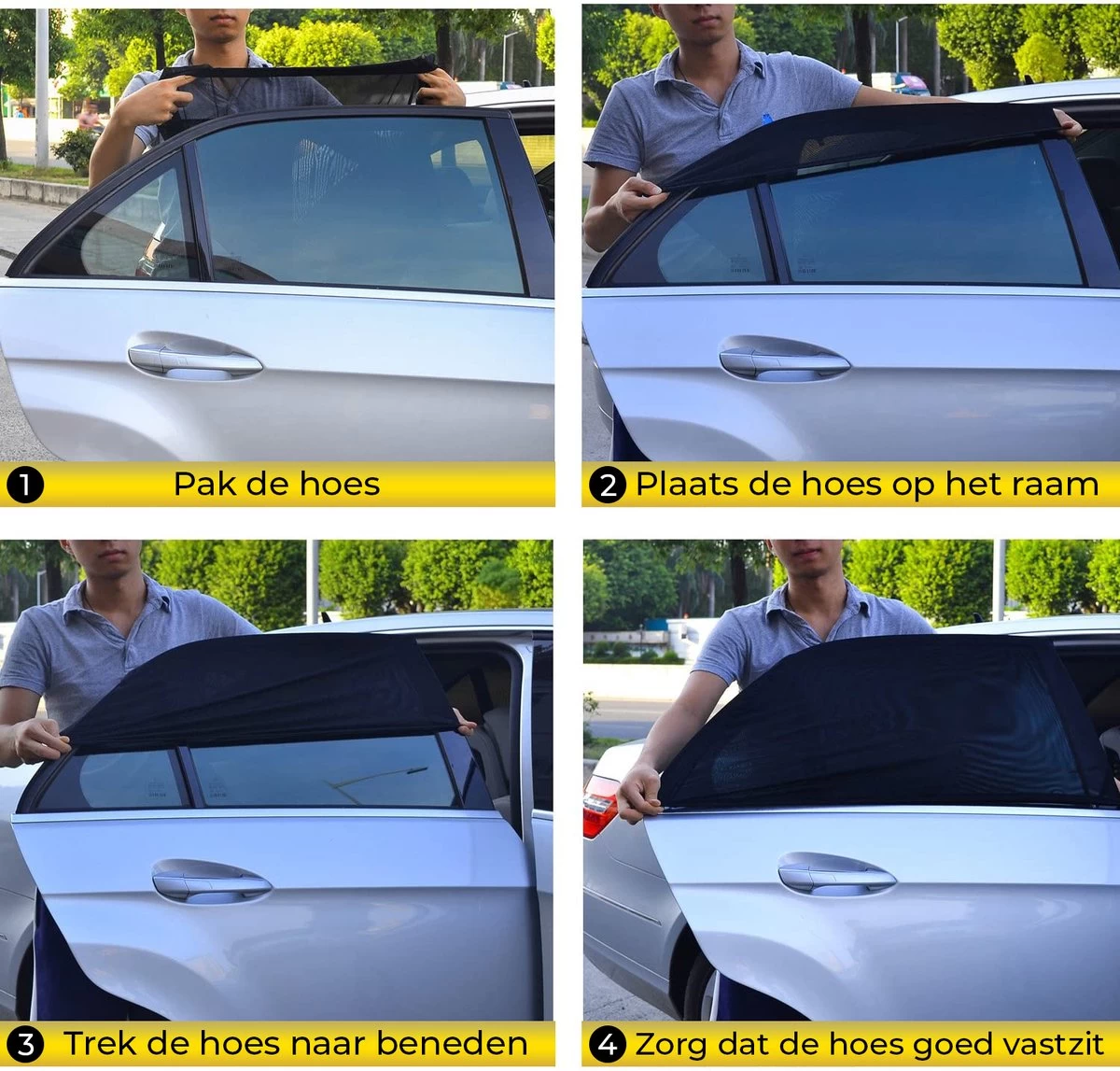 MostEssential Premium Zonnescherm Auto Baby – Zonnescherm Auto Zijruit - Zonwering Auto Voor Baby En Kind – UV Protectie - Zonder Zuignappen - Inclusief Luxe Opbergtas - Afbeelding 8