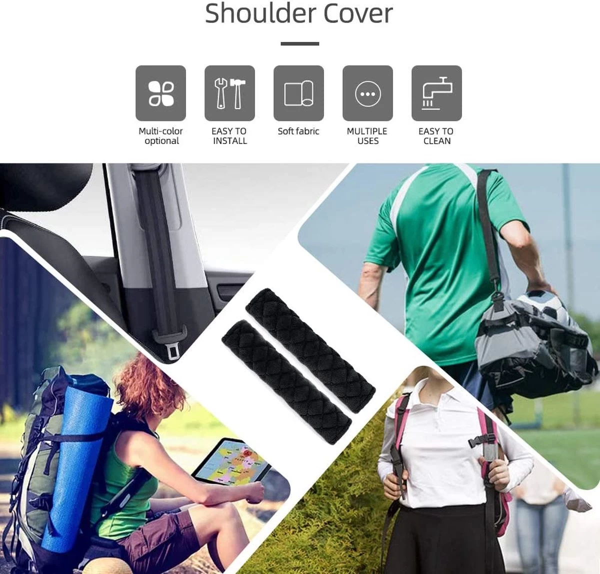 BOTC Gordelhoezen - Schouderhoezen - Gordelkussen - Auto Gordel Beschermer - 2 Stuks Gordelbeschermer - Universele Autogordel Cover - Afbeelding 11