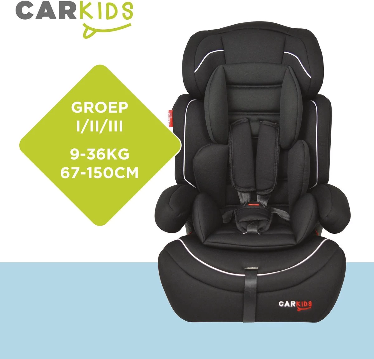 Carkids Verstelbaar Kinderautostoeltje Zwart En Wit | Kinderautostoel Groep 1-2-3 | Kinderen Van 9 Maanden-12 Jaar | 9-36 Kg - Afbeelding 6