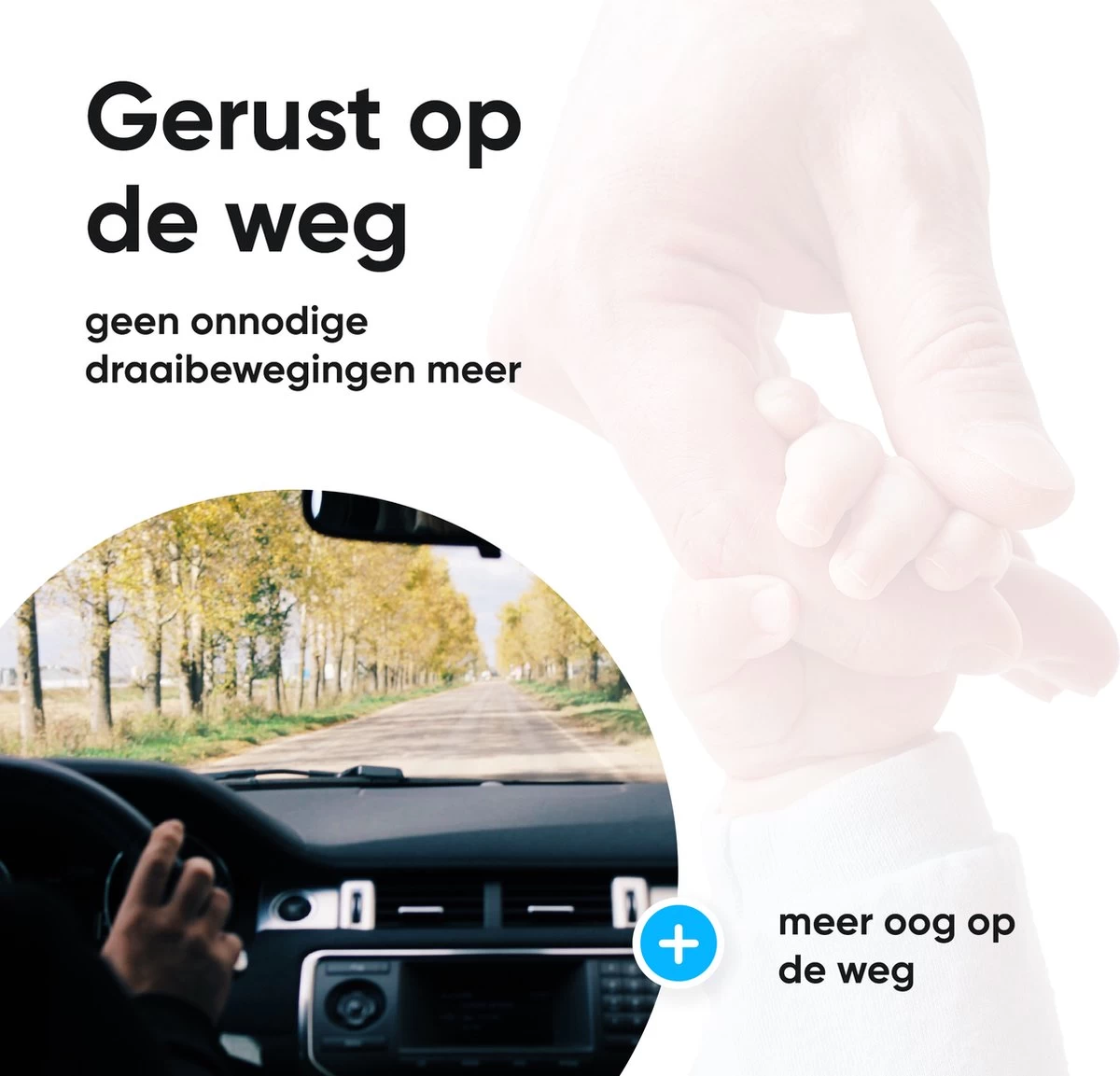 Autospiegel Baby 360° Verstelbaar Voor Hoofdsteun Autostoel -Achteruitkijkspiegel XL- Achterbankspiegel Kinderen -Baby Veiligheid Accessoires - Zwart - Afbeelding 4