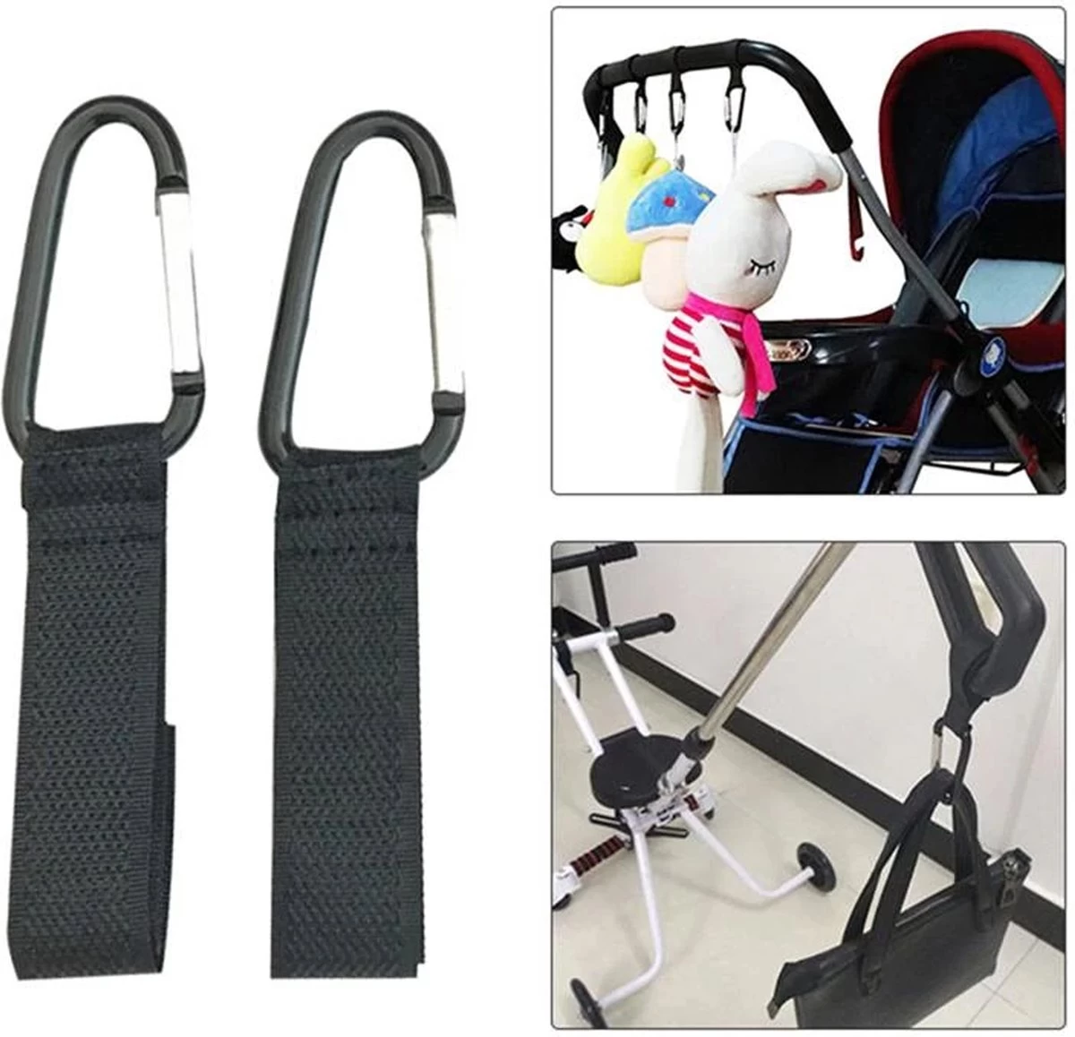 Kinderwagen Haakjes - Buggy Tassen Haakjes - 2 Stuks - Babywagen - Tassen Dragers - Rheme - Afbeelding 2