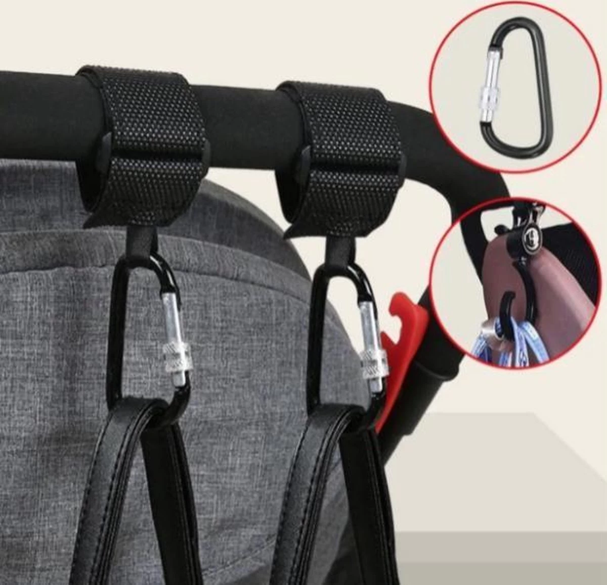 Tashaak Tassenhaak Kinderwagen Fiets Accessoire Haak Tas Hanger Boodschappen Haak Metaal PER STUK - Anti Diefstal - Extra Stevig - Goedkoop - Gratis Verzending - Afbeelding 2