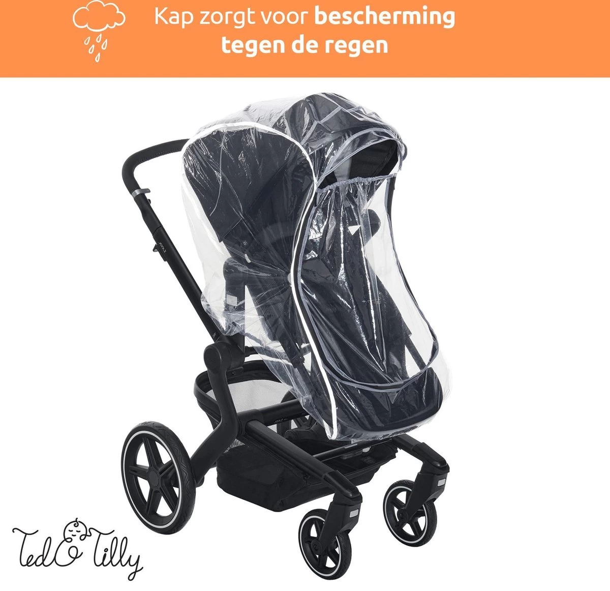 Universele Regenhoes Kinderwagen Met Kijkvenster – Buggy Hoes Universeel – Tegen Regen En Miezer Buggy – Doorzichtig - Afbeelding 3