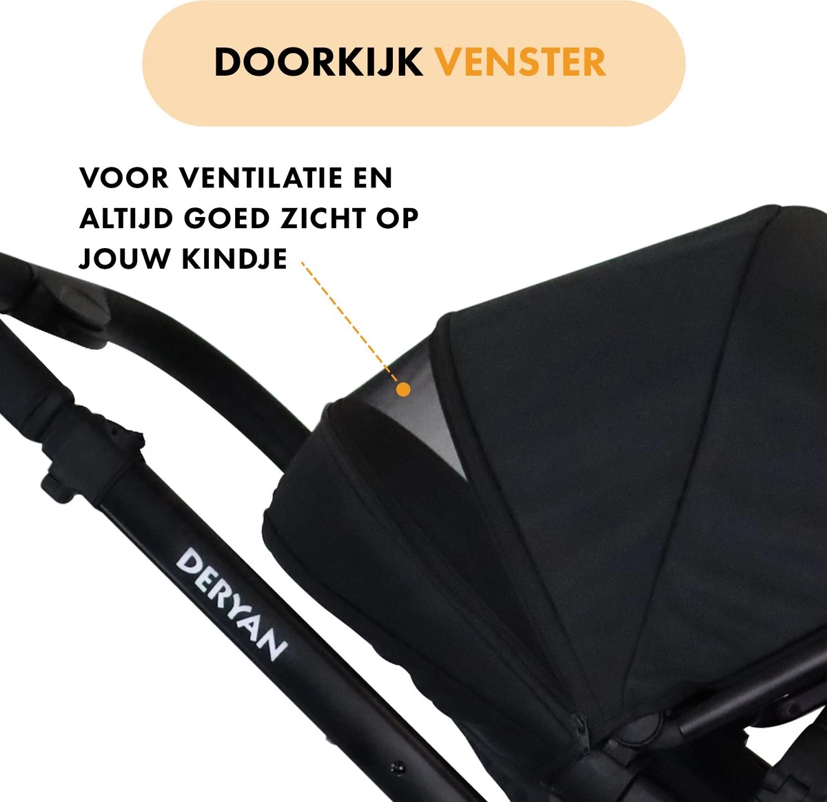 Deryan Evy Kinderwagen - Duo Kinderwagen - Uitbreidbaar - Inclusief Reiswieg - Zwart - Afbeelding 7