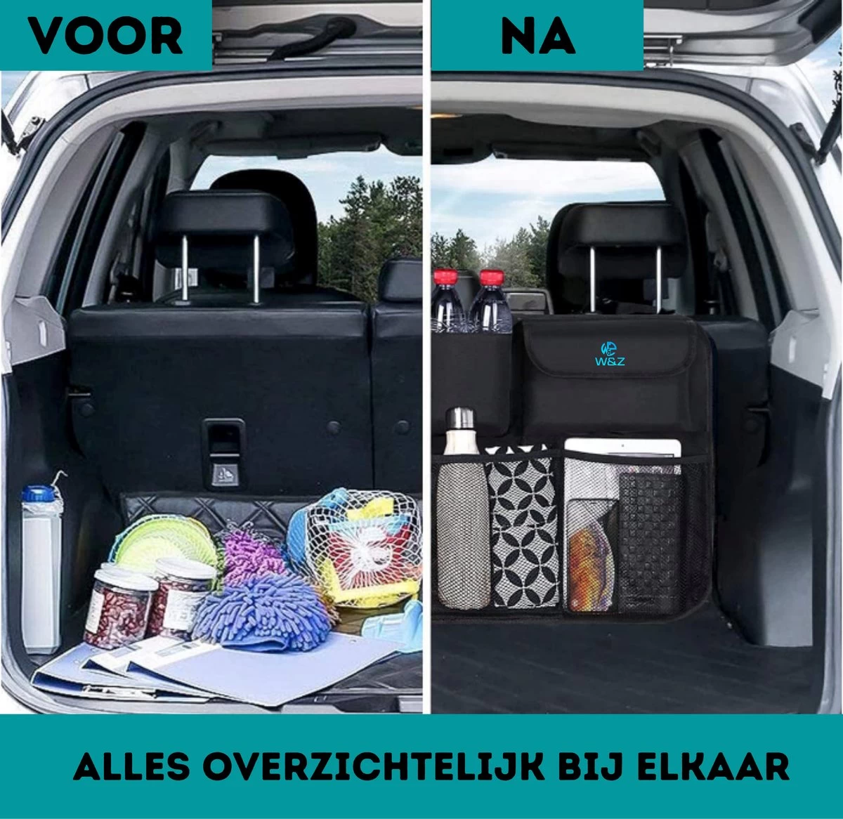 W&Z® Auto Organizer - Autostoel Organizer - Kofferbak Organizer - Zwart - Afbeelding 6