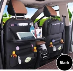 Merkloos Autostoel Organizer - Met Uitklapbare Laptophouder - Auto Organizer Met Tablet Houder - Auto Ipadhouder Voor Kinderen - Auto Organizer Met Uitklapbaar Tafel - Tray - Fleshouder - Tissuehouder - Car Organizer - Car Seat Organizer - Luxe Mat Zwart