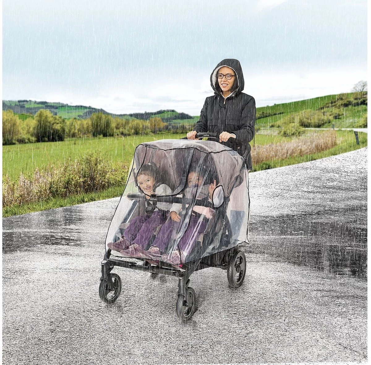 Reer - Regenhoes Tweelingwagen - Regenscherm Voor Dubbele Buggy En Kinderwagen - Hoes Voor Duo Buggy, Duowagen, Duo Kinderwagen - RainCover Twin - Afbeelding 6