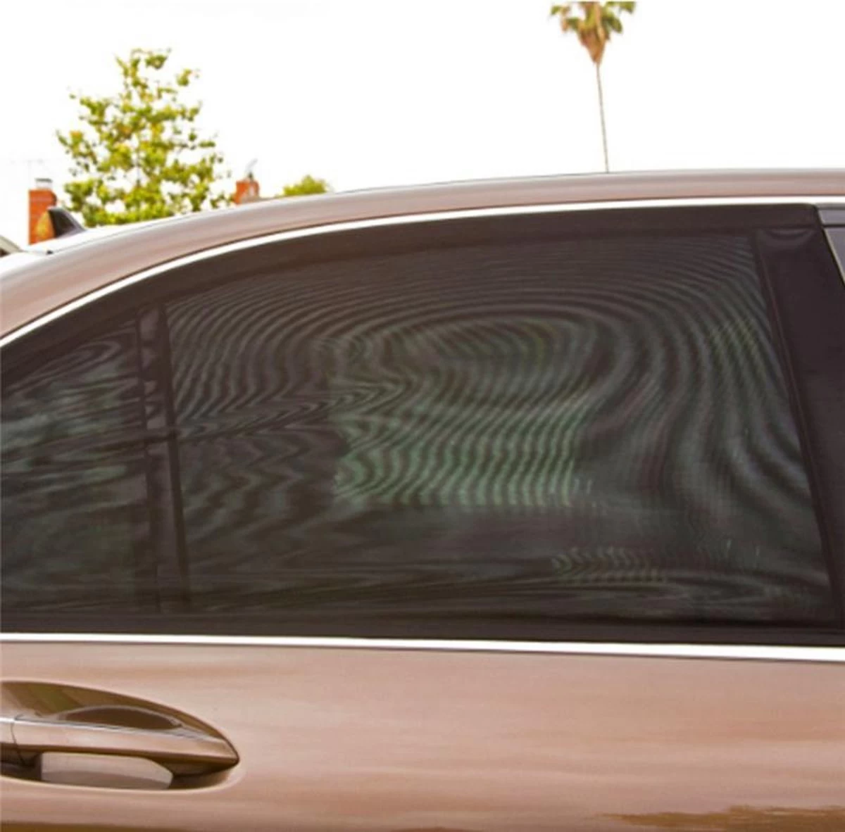 Merkloos Zonnescherm - Auto Achterruit - Raamscherm - 2 Stuks - Doorschijnend - Zwart - Afbeelding 3