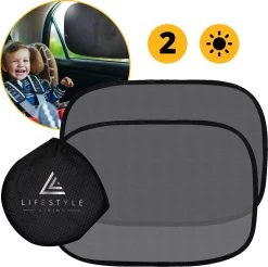 Lifestyle Living Zonnescherm Auto Zijruit – Zonwering Voor Baby En Kind – Zonder Zuignappen – UV Protectie – 2 Stuks – 51 X 31CM – Statisch - Zelfklevend