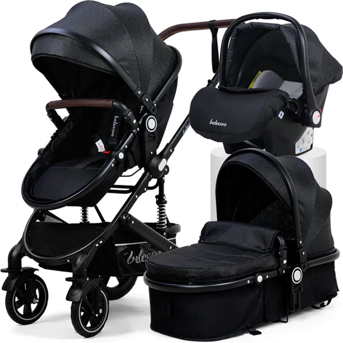Merkloos 3 In 1 Kinderwagen - Buggy - Opklapbare Wandelwagen - Opvouwbaar - Kinderwagen 3 In 1 - Wandelwagen - Kinderwagens - Kinderwagen 3 In 1 Incl Autostoel - Wandelwagen Baby - Maxi-Cosi