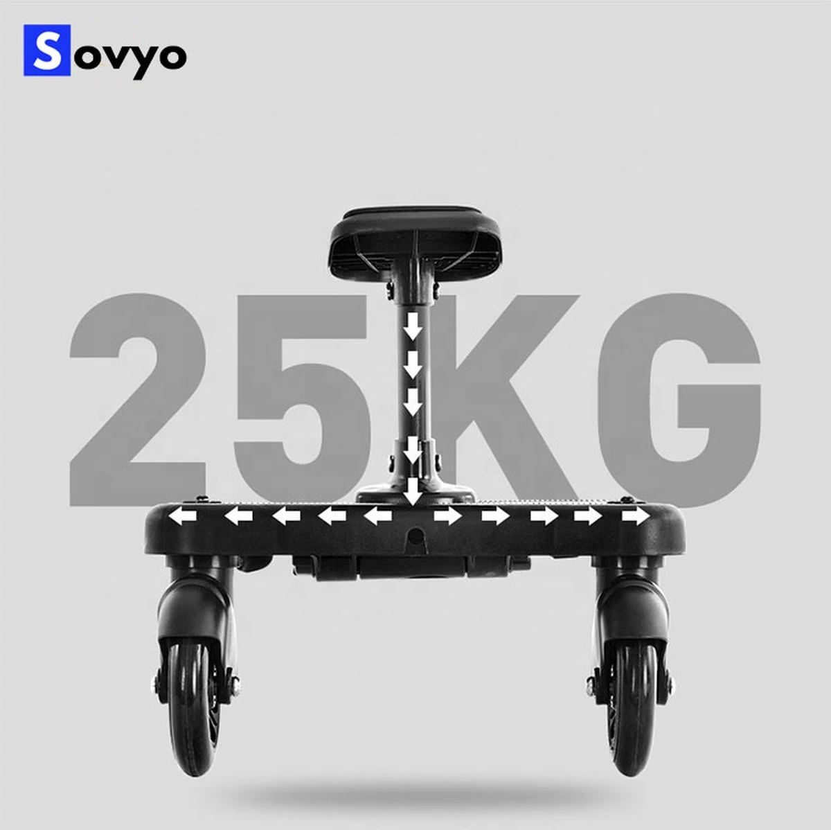 Merkloos Meerijdplankje Universeel Buggy/Kinderwagen - Kinderwagen Accessoire Met Afneembaar Zitje Van Hoogwaardige Kwaliteit - Verstelbaar Meerijdplankje - Afbeelding 10