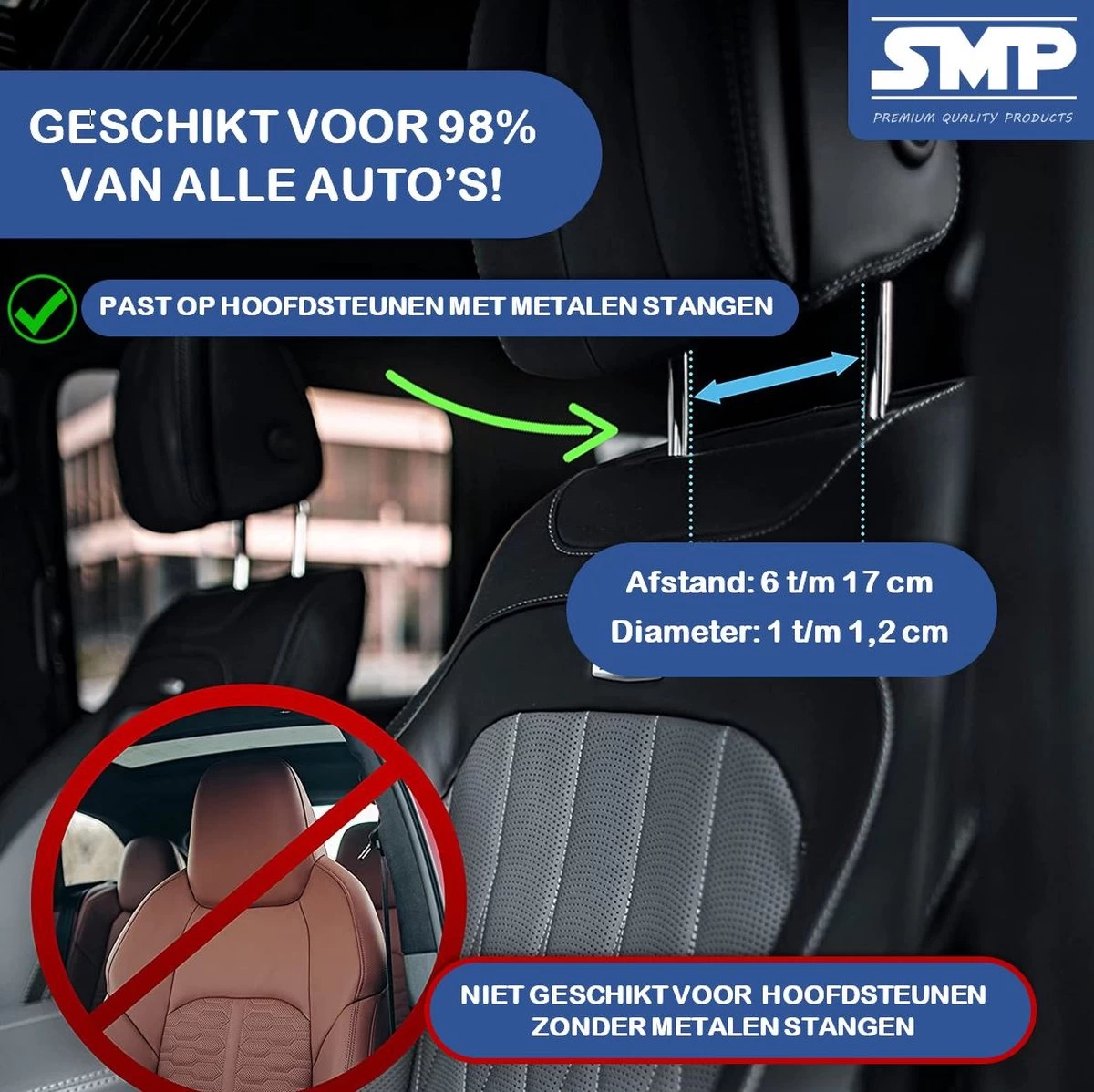 SMP® Hoofdsteun Auto Voor Kinderen En Volwassenen Voor Slapen In Auto - Nekkussen Auto - Reiskussen Auto - Neksteun Auto - Hoofdkussen Auto - Verstelbaar - Memoryfoam Met Ademde Stof - Zwart - Afbeelding 5