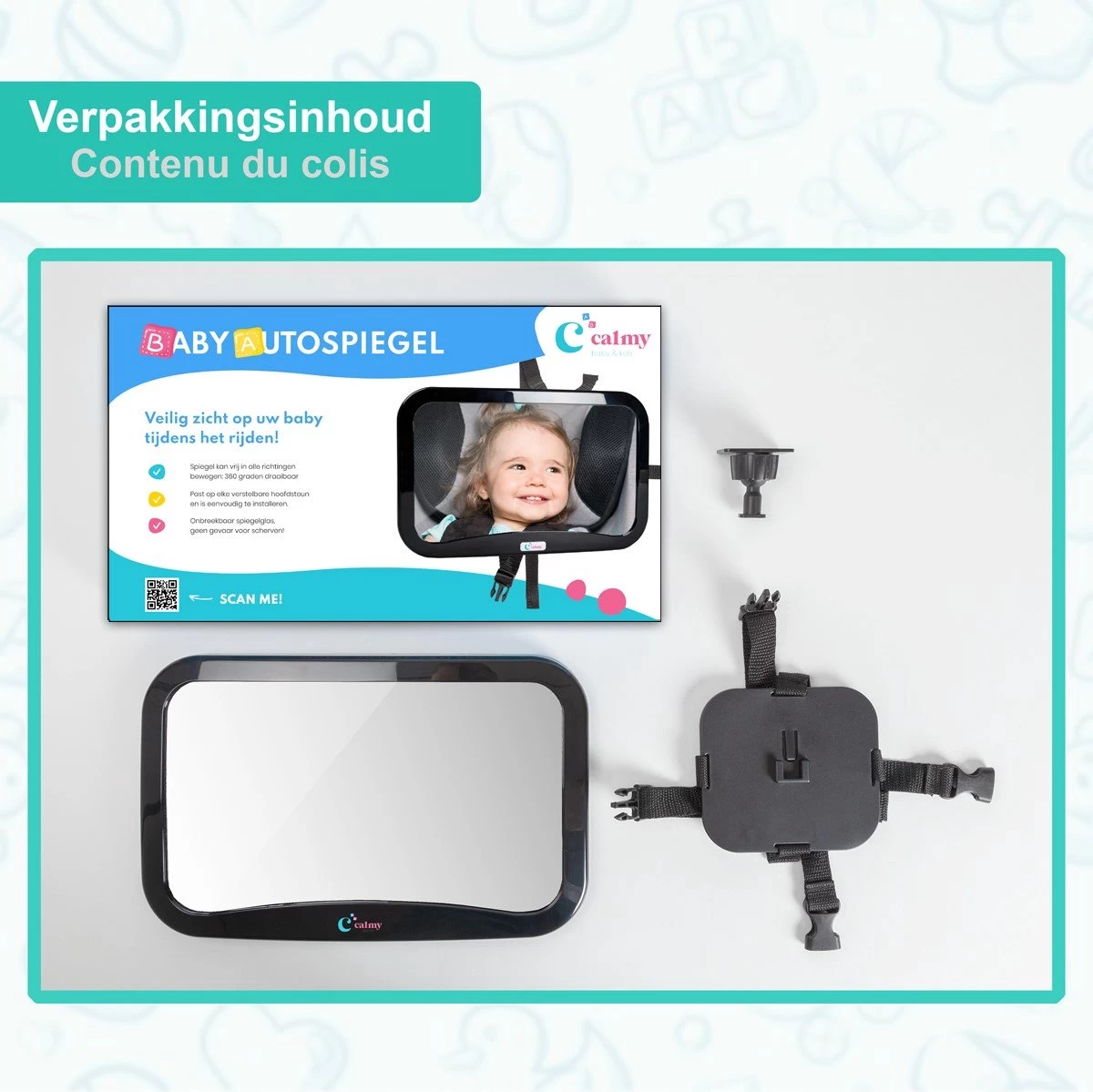 Merkloos Autospiegel Baby - Verstelbare Spiegel Hoofdsteun Autostoel Achterbank - Veiligheidsspiegel - Baby En Kids - 19 X 30cm - 360 Graden Draaibaar - Zwart - Afbeelding 11