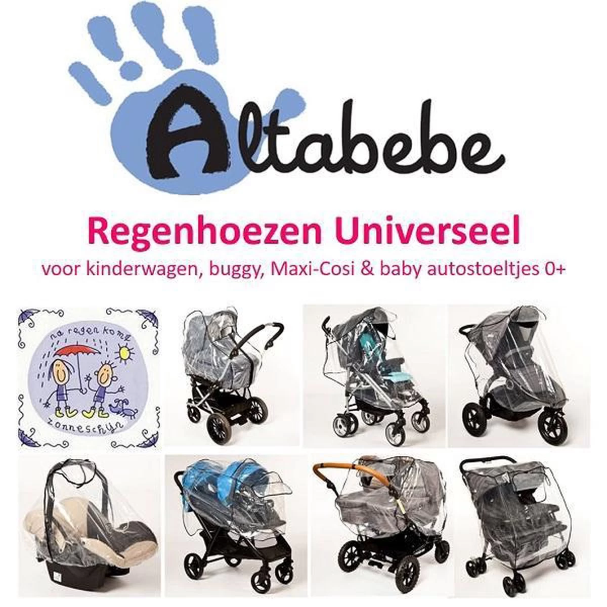 Altabebe - Regenhoes Duowagen Universeel – Tandem Kinderwagen – Tweelingwagen - Duobuggy - Afbeelding 2